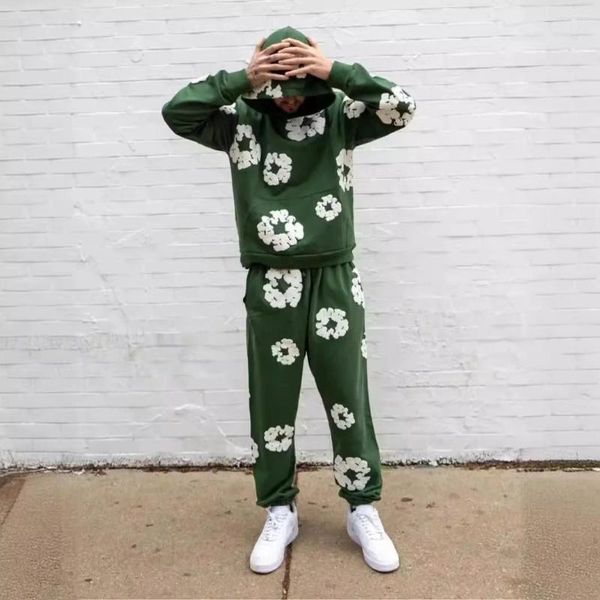 

Men's Tracksuits Loose Fitted Printed Hoodie Hip Hop Streetwear Ex Long Sve Polyester T-irt Casual Comfortable Autumn Top, Purple blue sweatshirt white garland