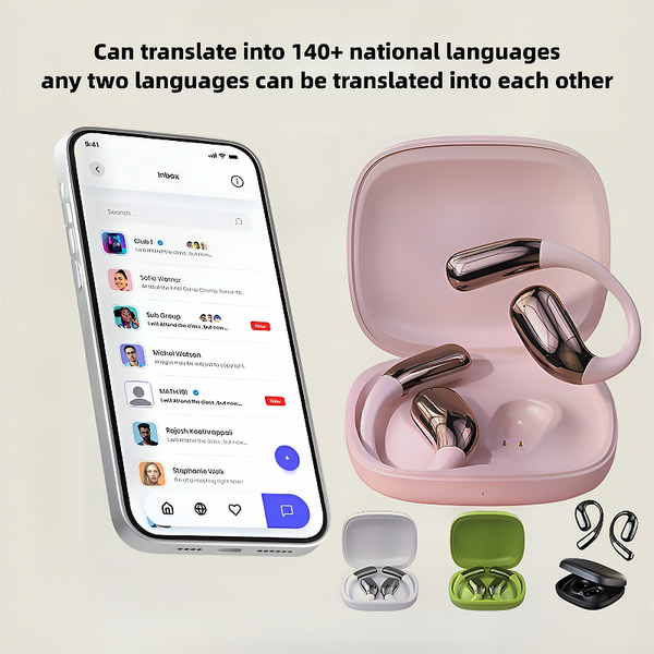 

AI Translation Earbuds Real Time 144 Language Translator with Offline Mode 60H Battery for Travel Business iOS and Android, White