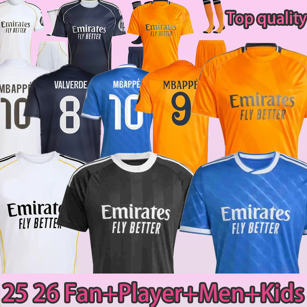 

25 26 madrids soccer jersey MBAPP BELLINGHAM maillot kids football jersey real madridsocce jersey T -Shirt MODRIC VINI JR men kits football shirts, Orange