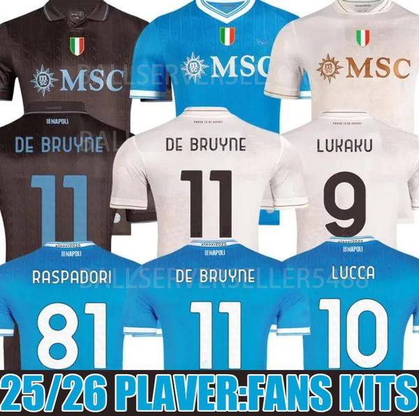 

25 26 Napoli soccer jersey De Bruyne 11 Kit LUKAKU 9 LUCCA Limited Maglia Naples 2025 2026 KID Halloween Pre Match FOOTBALL SHIRT McTOMINAY Napoli Maillot, Brown