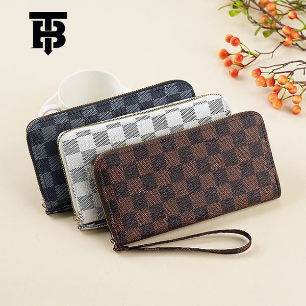 

TB BHULAMTE Designer 2025 Bag New Unisex Long Zipper Printed Factory Wholesale Checkered Wallet, Checkered white long style