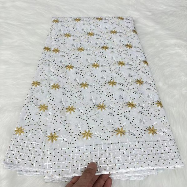 

Blue Cotton Lace Fabric African Retro Cotton Fabric 2024 High Quality Embroidery Pattern for Sewing Party Gown Materials 5yards