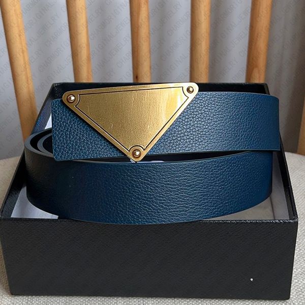 

Designer Belt Men Designer Belts for Women Genuine Leather Triangle Logo Fashion Accessory Luxury Casual Formal Stylish Adjustable Belt Gift for Him Her, Blue