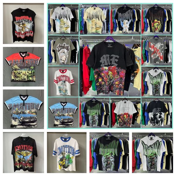 mixed emotions shirt men t shirt Harajuku Spider web Shirt Summer Woman Tees Loose Hip Hop Gothic Graphic Print Oversized Tshirt Punk Sleeved Streetwear