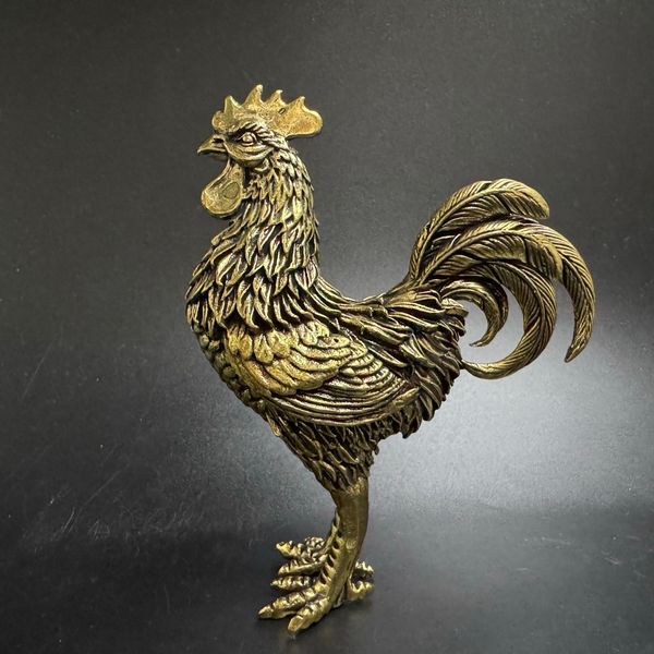 Fine large zodiac chicken brass pure solid feng shui copper rooster mascot ornaments