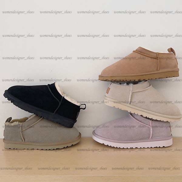 

Designer Classic Micro Boots Women Mens Snow Boot Genuine Leather Ultra Mini Flats Fur Slides Tastam Tazz Chestnut Sand Black Ankle Booties Size 35-45, Color 4