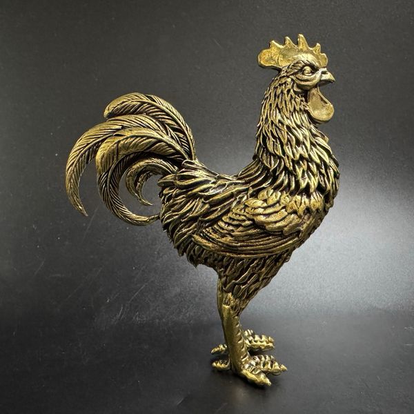 Fine large zodiac chicken brass pure solid feng shui copper rooster mascot ornaments