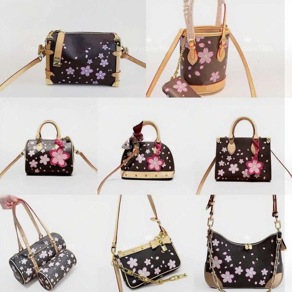 

Style Cherry Blossom Murakami Handbags Designer Tote Bag Women High Quality Hobo Shoulder Leather Bucket Bags Purses, Style6-20*11*13cm