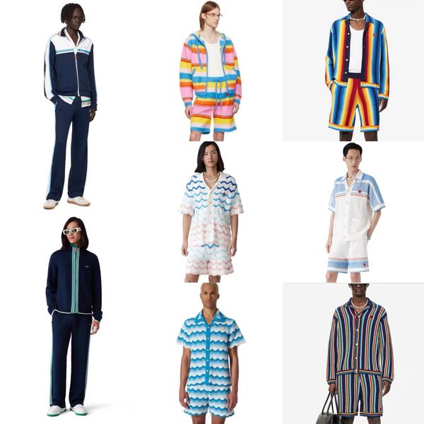 

Coat 25ss Casabalnc High Quality Men Designer Cotton Straight Pants New Tide Embroidered Print Casual Lapel Knitted Cardigan Sweater Zipper Sport Outwear Top Suit, Pink