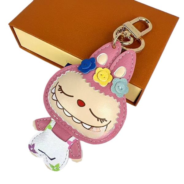 

Labubu Co-branded Keychain Leather Metal Keychain Pendant Doll Cartoon Couple Keychain Bag Hanging Holiday Gift