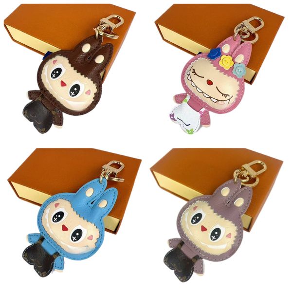 

Designer Labubu Keychain Joint Leather and Metal Keychain Cartoon Couple Pendant Handmade Keychain Bag Pendant