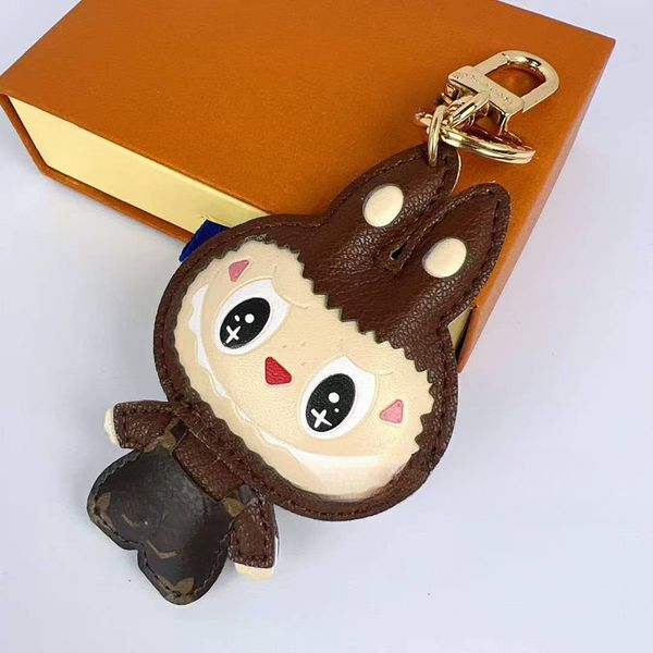 

Designer Labubu Keychain Joint Leather Metal Keychain Pendant Doll Cartoon Couple Handmade Keychain Mobile Phone Bag Pendant Gift