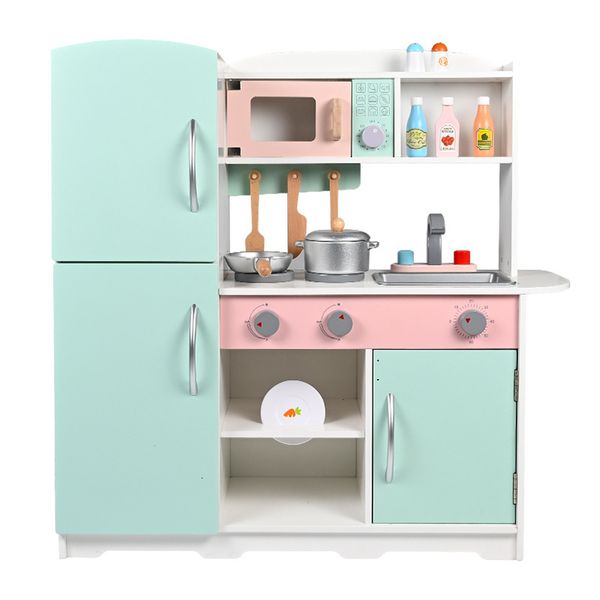 Wooden Children's Kitchen Toys Pretend Play Set Simulation Cookware Cooking Playset for Boys and Girls Baby Gift Toy