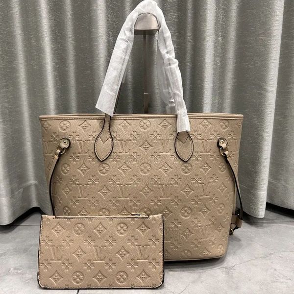 

2025 Designer 2pcs Set Embossed Flower Women Crossbody Handbag Shoulder Bags Fashion Composite Ladys Clutch Tote Bag shopping Female Coin Purse wallet bag12, 10-black-grid-red