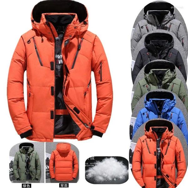 

Men's Down Men Jacket -20 Degree Winter Parkas Male White Duck Hooded Outdoor Thick Warm Padded Snow Coat Oversized M-4XL, Blue