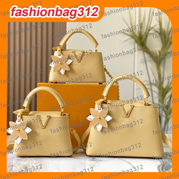 

high-quality genuine leather handbag luxury tote Designer bag Wallets shoulder bag crossbody elbow carry flower pendant Cellphone Bags Evening Bags Top Handle Bags, Blue