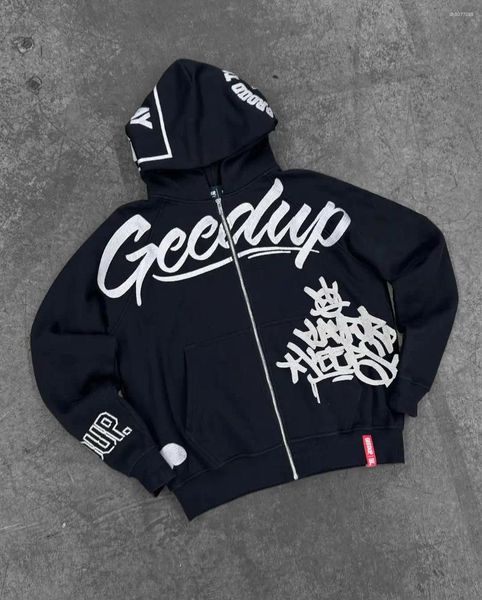 

Women's Hoodies Harajuku Style GEEDUP Fashion Vintage Letter Embroidery Hip Hop Oversized Sweatshirts Casual Jacket, A16