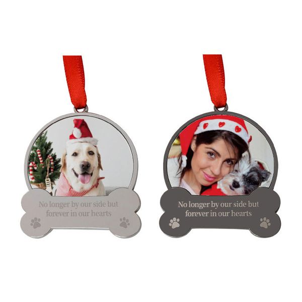 sublimation christmas Pet ID card metal ornaments hot transfer printing blank consumables one sided printing