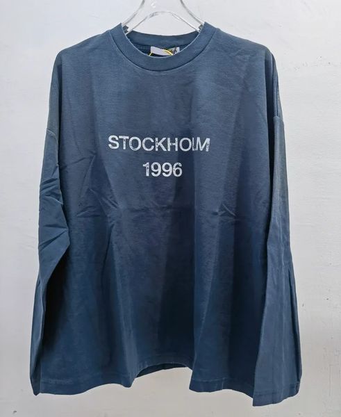 24ss Europe Style Letter Print Washed Vintage Tee Distressed T shirt Spring Summer Casual Fashion Oversize Men Women Graphic Tops Heavy Made sizi S-XL