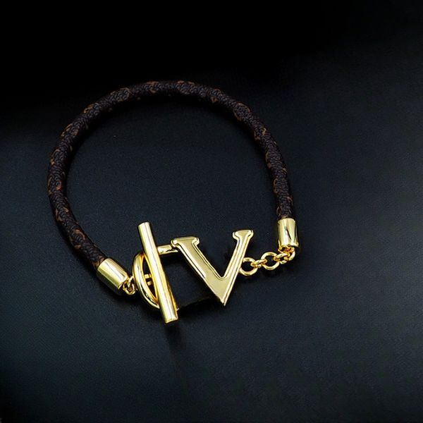

Luxury Leather Cord Bracelet Classic Print Gold and Silver Color High Quality Couple Leather Bracelet Designer Bracelet Unisex Holiday Gifts