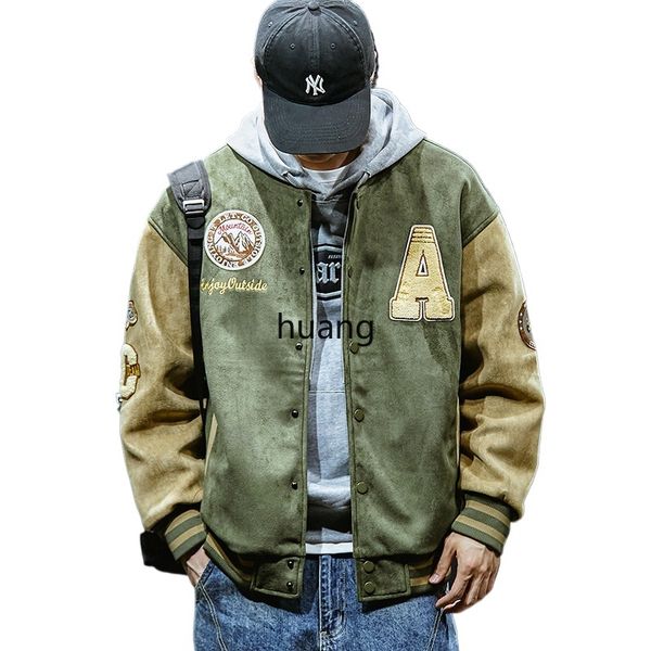 

New Baseball Jacket Men Fashion Embroidered Jackets Coats High Street Outwear Man Bomber Jacket Hip Hop Clothing Top, Black