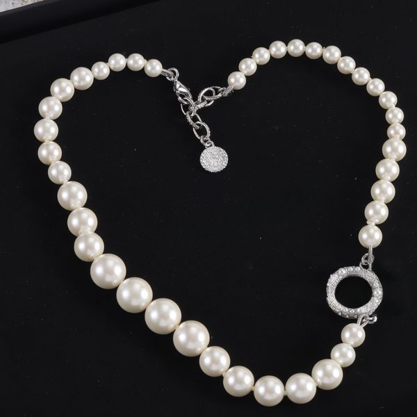 

Designer Pearl Necklace Women's Pearl Necklace with Diamond Double Letter C Pendant Luxury Necklace Elegant and Simple Style Valentine's Day Gift