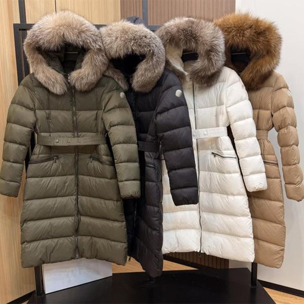 

Womens Jacket Luxury winter Down jackets fur coats warm fashion parkas with belt lady cotton coat., Green2