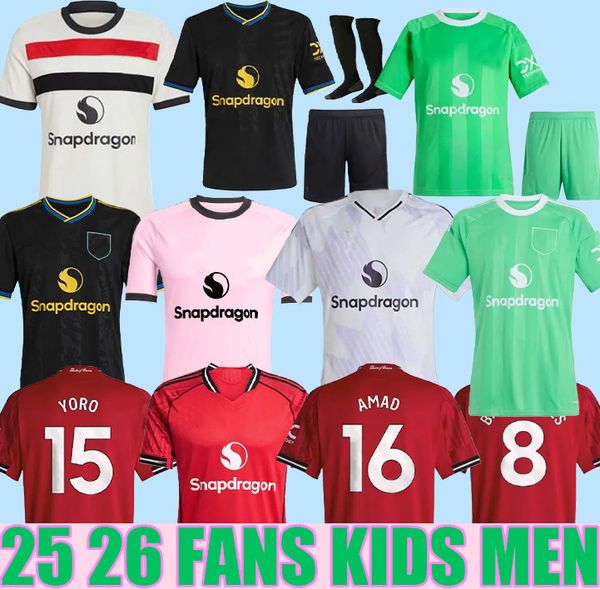 

25 26 Mbeumo HOJLUND MAINOO MOUNT football shirt Soccer Jersey Pre match Cunha Yoro MARTINEZ CASEMIRO Sesko B. FERNANDES 25 26 kit kids player fans women, Brown