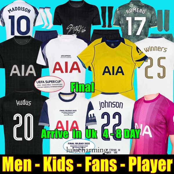 25 26 Fan Version MADDISON SON WERNER Soccer Jerss2025 2026 KULUSEVSKI 2025 VELIZ VAN DE VEN Football Kits Shirts Men Kids Goalkeeper Pre Match Tottenham 79B