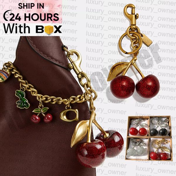 

Cherry Bag Charm Women Key Rings keychain Retro-Cool Cherry Motif In Glittery Resin Clip it To Favorite Bag Set of Keys For Refreshing Style key chain Lanyards