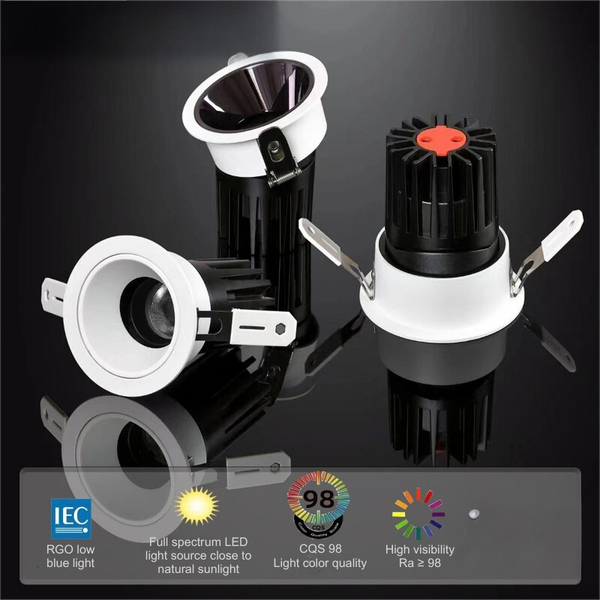 Home & Commercial Full Spectrum Spotlight - Deep Recessed Anti-Glare Ceiling Wall-Washing COB Downlight Ideal for No Main Light Lighting Systems-AMTD19