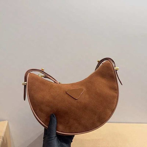 

Designer bag suede leather handbag crossbody bag single shoulder bag moon bag zipper closure underarm bag, #4