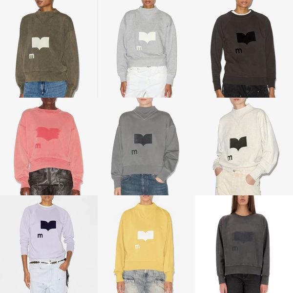 

Sweatshirt ma 25aw Women' Luxury Designer Cotton Hoodie Sweatshirts Isabmarants New Trendy Letter Printed Vintage Turtleneck Loose Pullover Hooded Sweater Top tn, Rosybrown