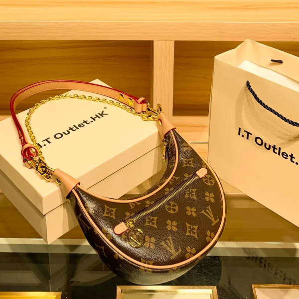 

Luxury Designer Loop Hobo Shoulder Bag Women Leather Handbag Vintage Crossbody Half-moon Croissant Bags Sleek Design Satchel Wallet Purses, #1