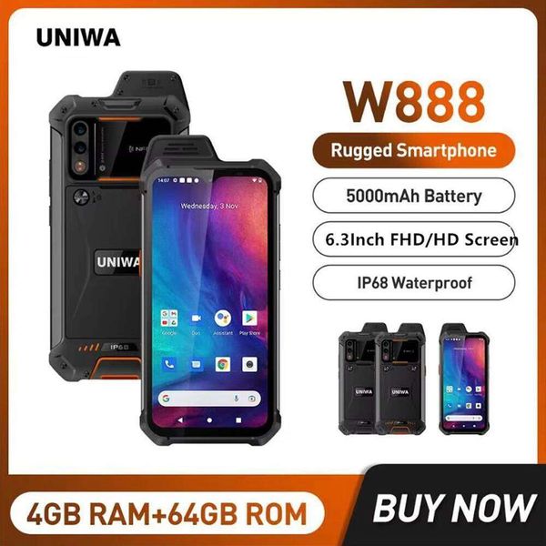 W888 Waterproof Smartphone 4GB+64GB 6.3Inch FHD/HD 4G Walkie Talkie PTT Cellphone 5000mAh NFC Andriod 11 Mobile Phone ATEX