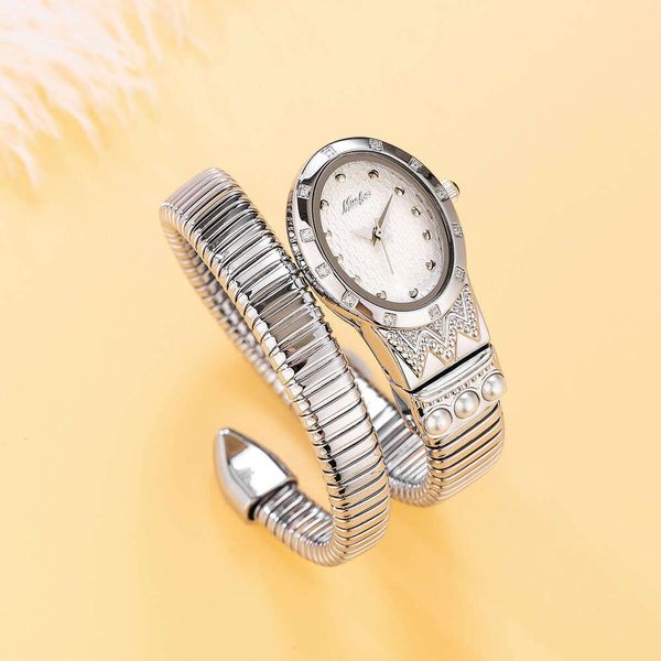 

New Elastic Adjustable Snake - shaped Moissanite Diamond - Inlaid Pearl Waterproof Designer Quartz Women's Watch, Multi-color 6