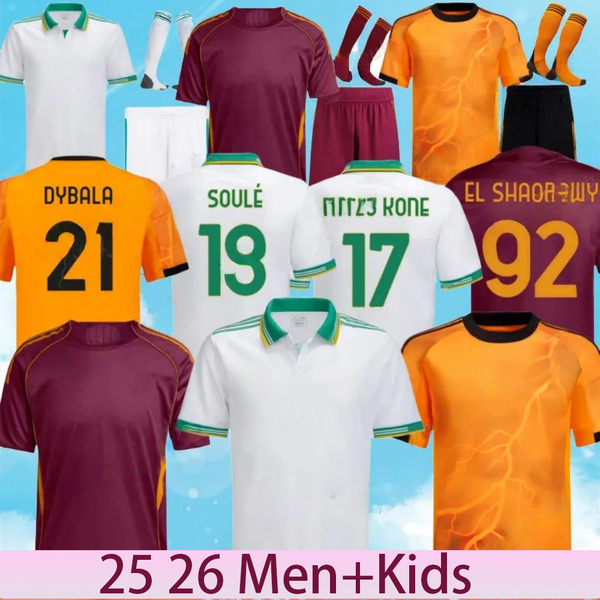 

25  Maglia Roma Third Soccer Jerseys 2025 2026 PELLEGRINI home Away Pellegrini KONE CRISTANTE Dovbyk DYBALA Football Jersey Shirts Kit Players fans Men Kids, 25/26 home adult serie a