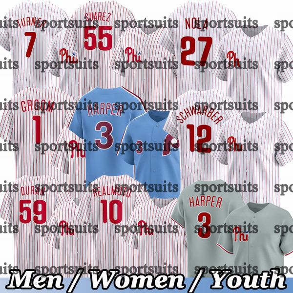 #3 Bryce Harpe Baseball Jersey Trea Turner Aaron Nola Kyle Schwarber Zack Wheeler Ranger Suarez #8 Castellanos Phillies Jerseys men youth women