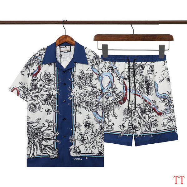

Summer Tracksuit Set Designer Men Casual Shirts Sets Fashion Sportswear Clothes Outdoor Beach Seaside Holiday Comfy Breathable Short Sleeve 2-Piece Shirts Suits, Ivory