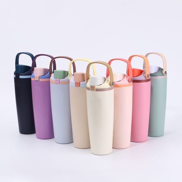 30oz Tumbler Insulated Stainless Steel Bottle with Straw Handle for Travel Work School and Sports Water Thermos Cup BPA Free Leak Proof 30 oz