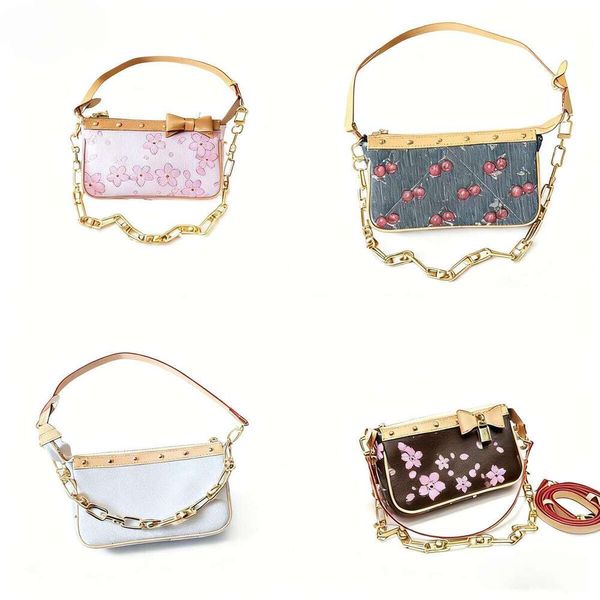 

Women Murakami Shoulder Bag Leather Takashi Handbag Designer Tote Rainbow Colorful Composite Clutch Crossbody Wallets Cherry Blossom Totes, Color_14