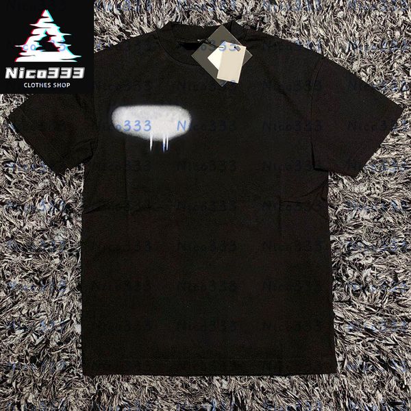 

Spray pattern city limited letters cotton round neck loose large size men and women with the same casual T-shirt, #41 black hole