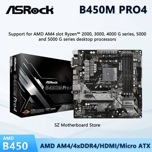 ASRock B450MPRO4AMD B450 AM4 Motherboard For Ryzen 5 5600X 5600 5700x3d 5700x CPU DDR4 M2 HDMI MATX Mainboard