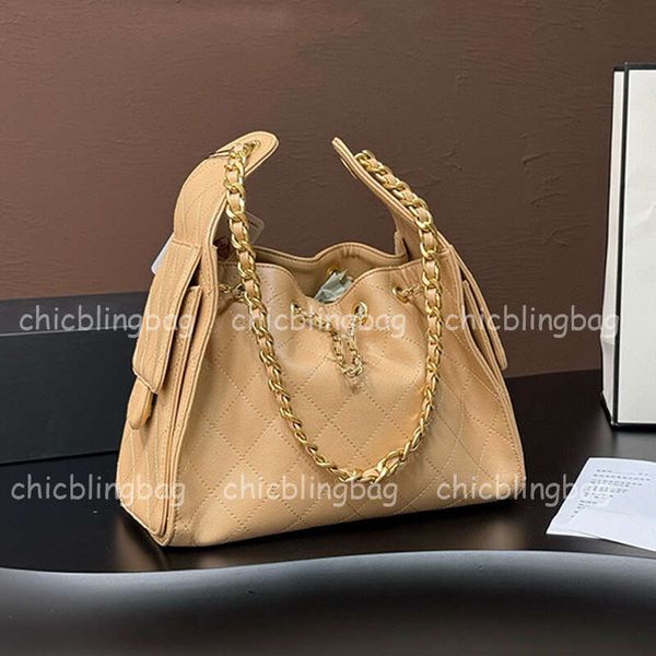 Top Designer Shoulder Bags Drawstring Chain Hobo 25C Bucket Bag with 2 Pocket Fashion Bury Leather and Denim Blue Handbags Totes