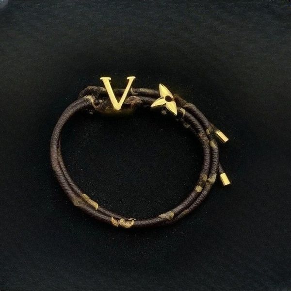 

Double Rope Leather Bracelet Classic Print Colorful Leather Rope Bracelet Unisex Letter Logo Couple Bracelet