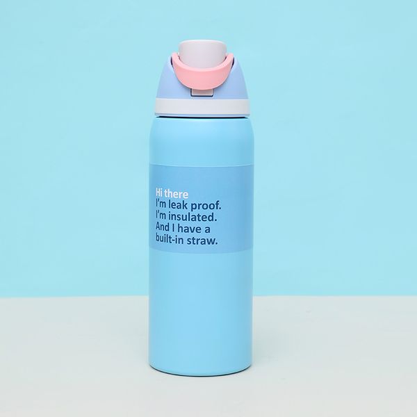 32oz Insulated Tumblers Stainless Steel with Straw BPA-Free Bottle Great for Travel Work School and Sports Thermos Water Cup 32 Oz