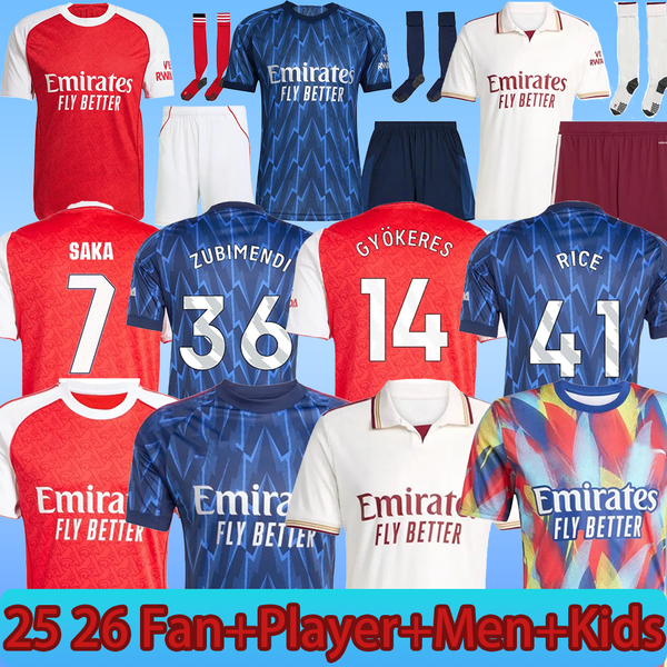 

Soccer Jerseys GYOKERES jersey Zubimendi Martin odegaard bukayo EZE Saka declan Rice G.Martinelli Gabriel White David Raya arsenallfootball kits 25 26 kids kit, Third+epl