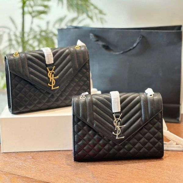 

Designer bag shoulder bag high-quality handbag women's crossbody bag fashionable handbag luxury wallet caviar envelope bag grain leather bag chain crossbody bag, #18