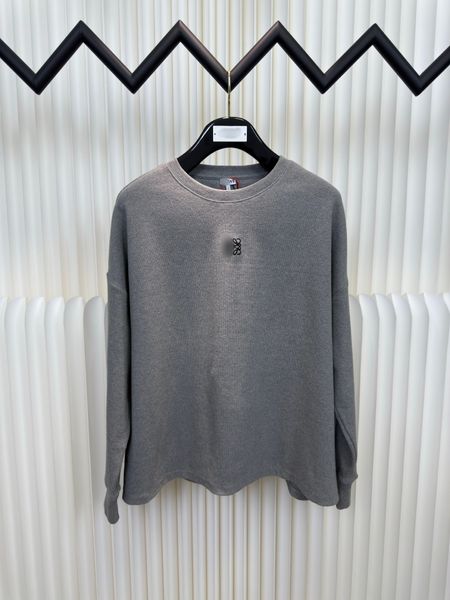 

Designer men' LEW embroidered long sleeved shirt, made of lightweight and comfortable fabric, fashionable, simple, trendy hoodie, no hat, Gray