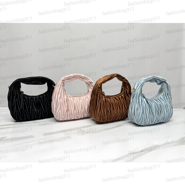 

Top quality Luxury Bag designer bag Shoulder bag crossbody bag Casual handbag hobo bags Brown satin pleated underarm bag women half moon bag dumpling bag bowling bag, #1